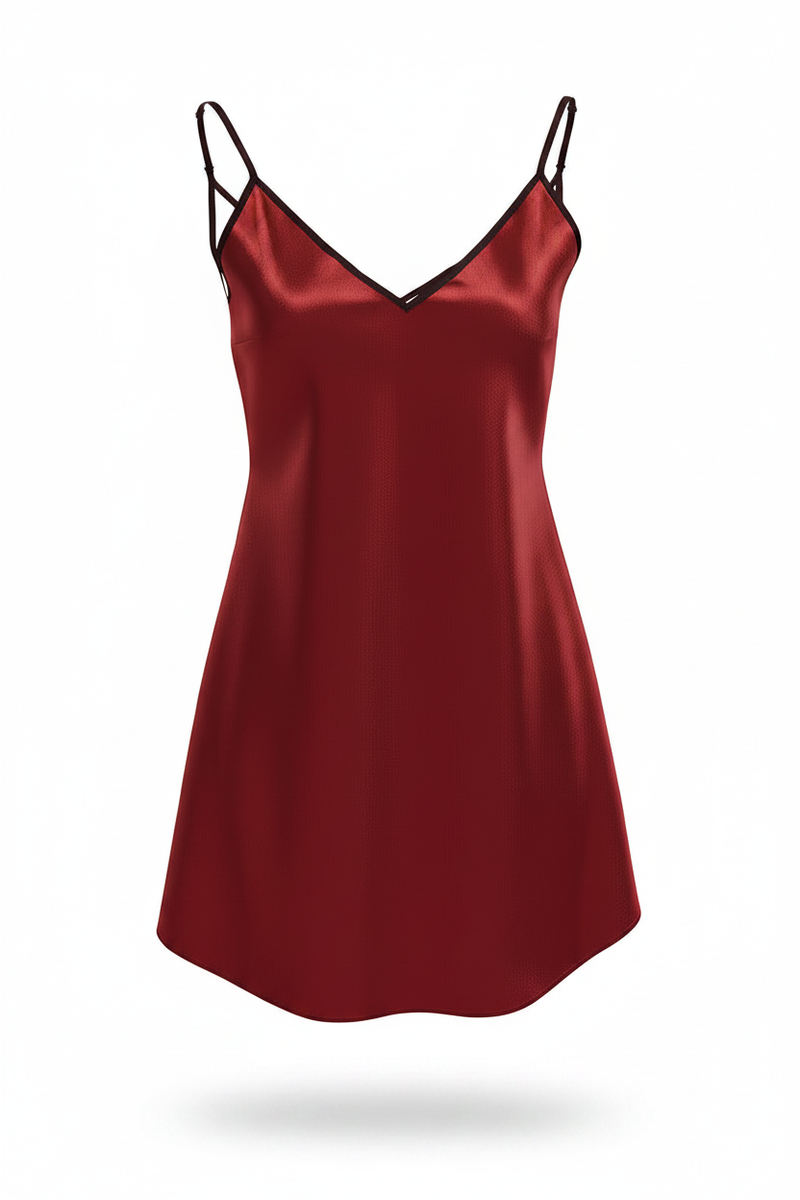 Crimson Veil Mini Slip Dress