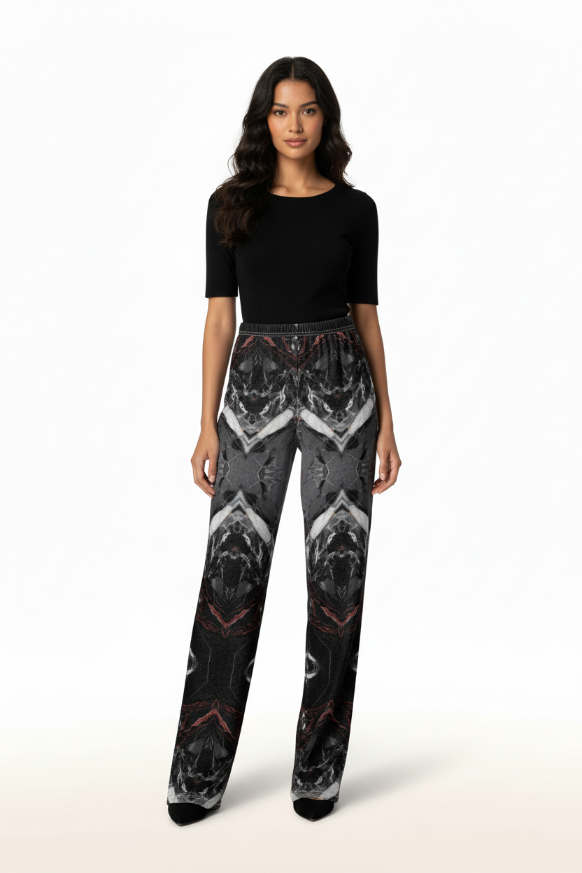 Frente das NIMIAN Marmora Noctis Wide Leg Trousers