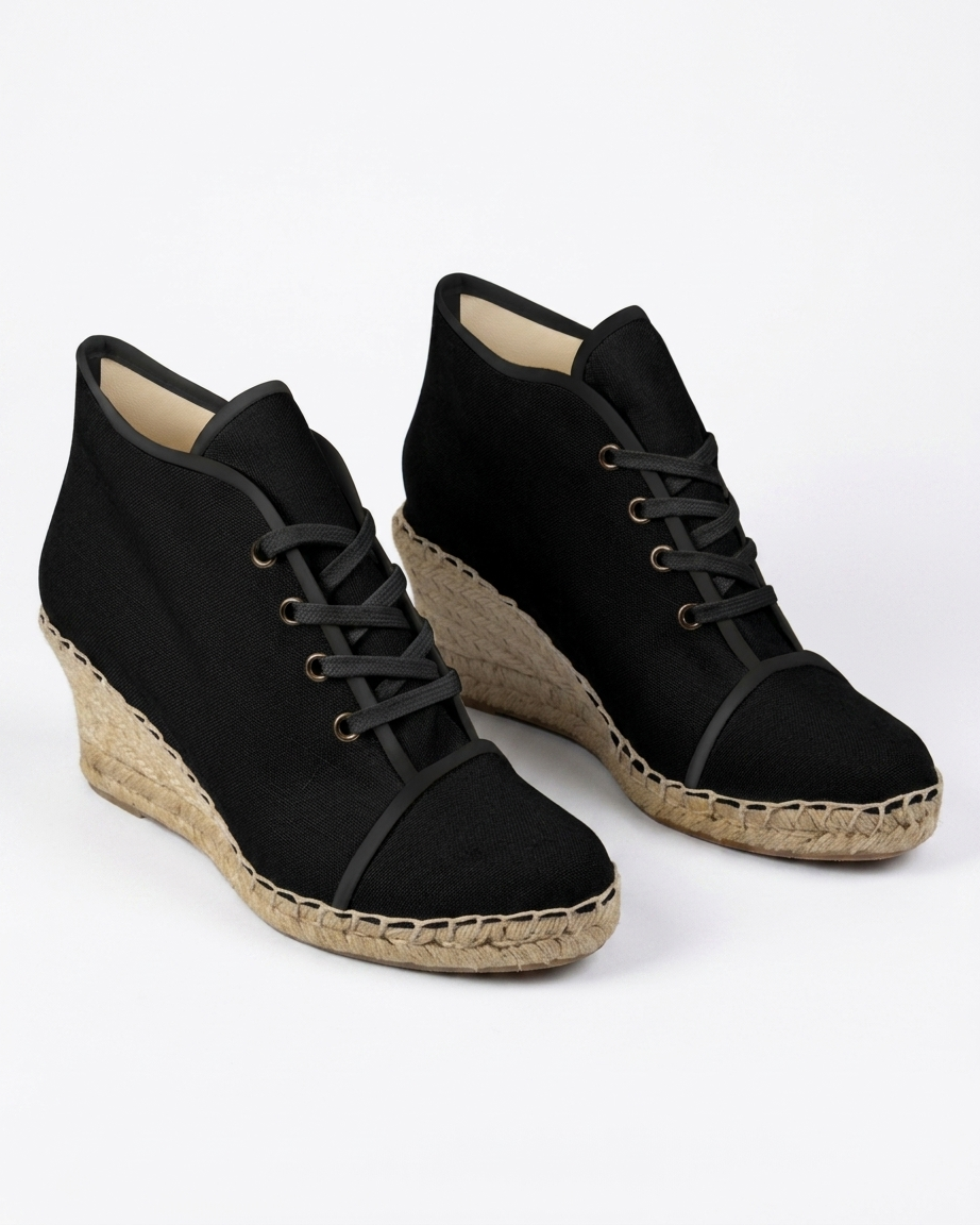Ladies Wedge Espadrilles Black