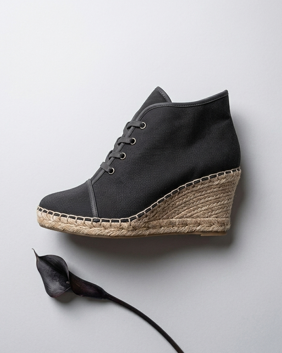 Ladies Wedge Espadrilles Black
