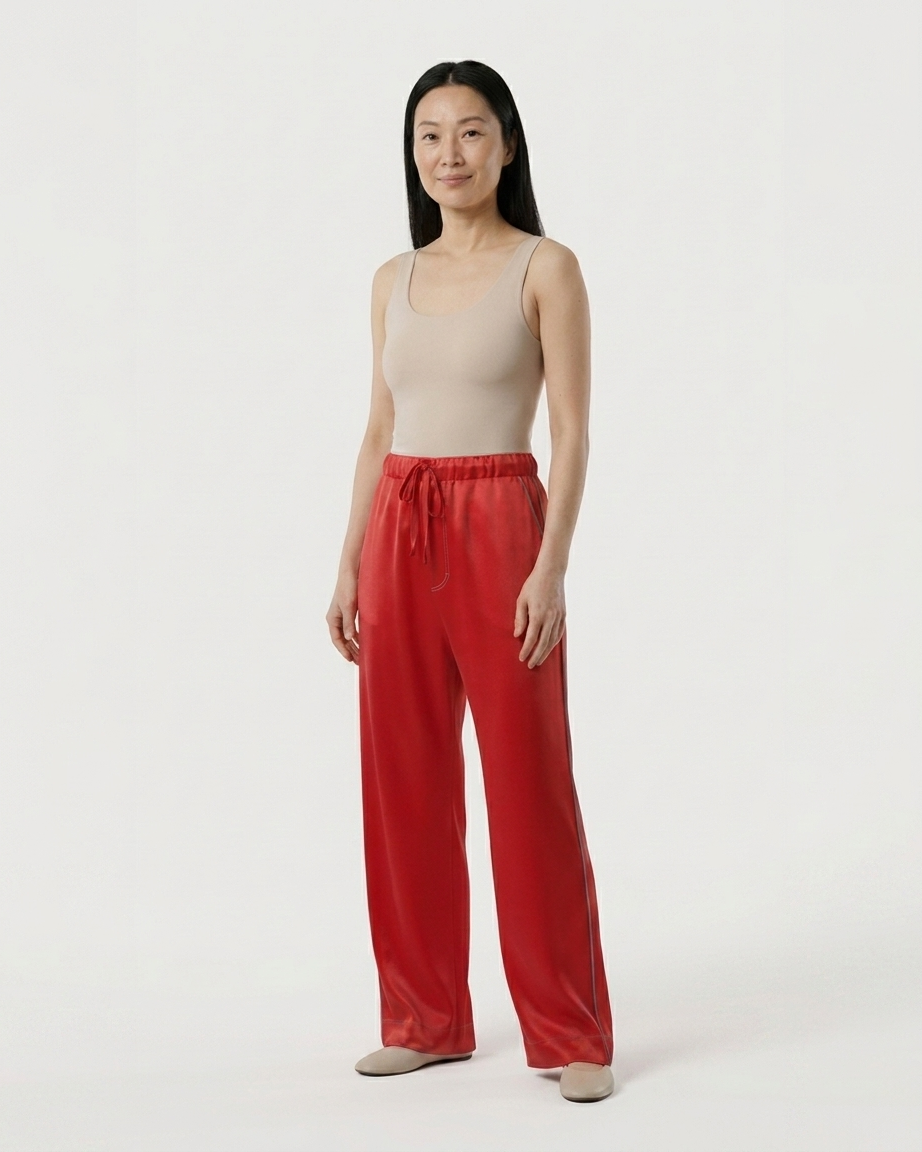 Womens Luxury Pyjama Red Trousers