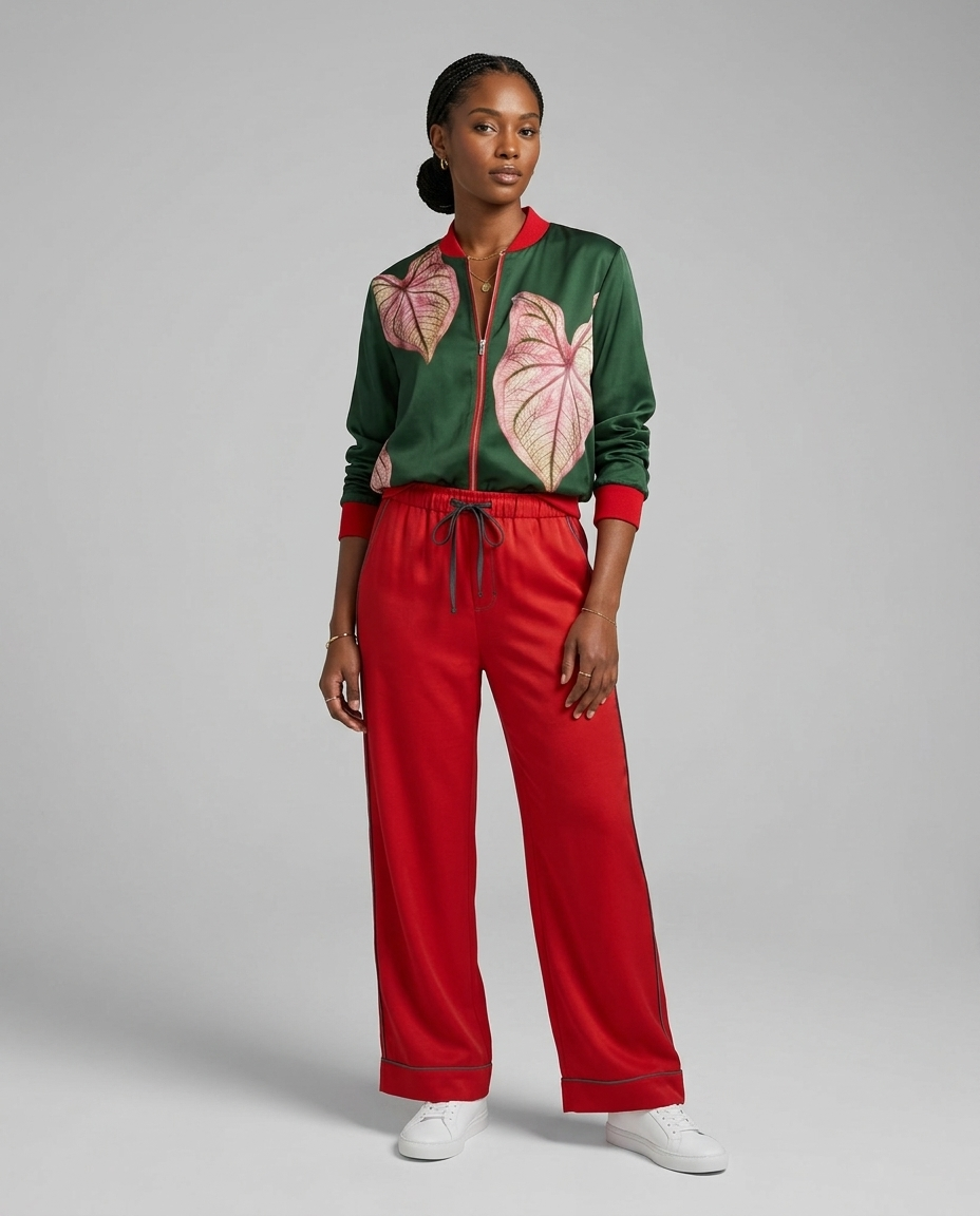 Womens Luxury Pyjama Red Trousers