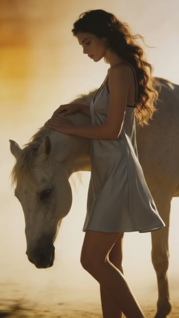 Silver Veil Mini Slip Dress
