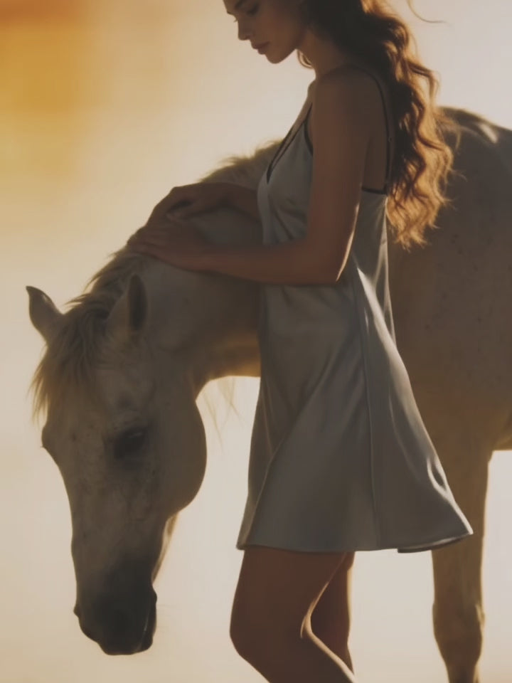 Silver Veil Mini Slip Dress
