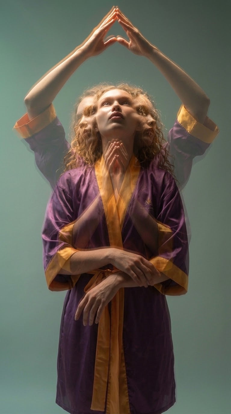 NimiaN Vespera Plum & Amber Belted Robe