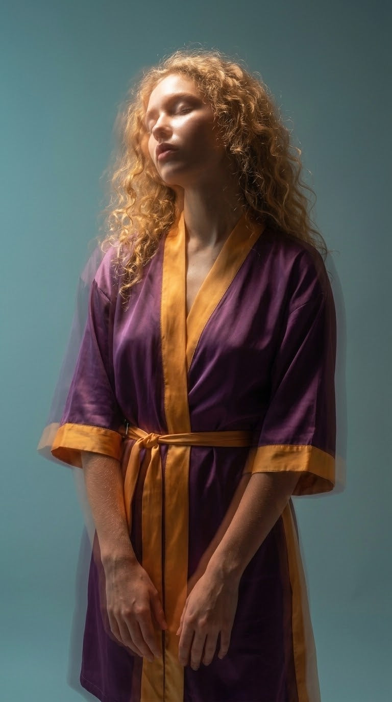 NimiaN Vespera Plum & Amber Belted Robe