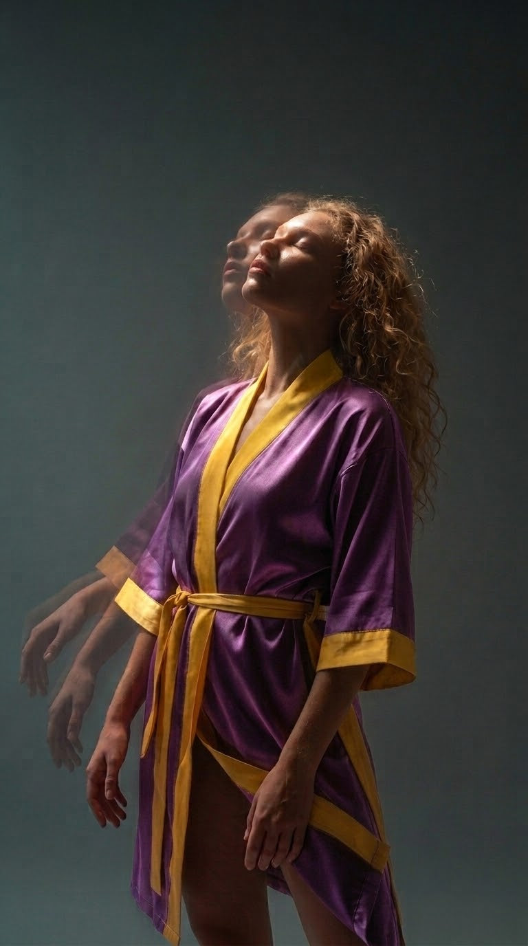 NimiaN Vespera Plum & Amber Belted Robe