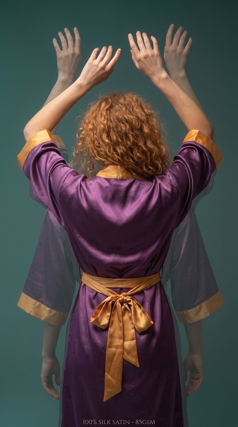 NimiaN Vespera Plum & Amber Belted Robe