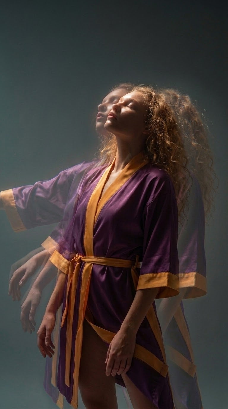 NimiaN Vespera Plum & Amber Belted Robe