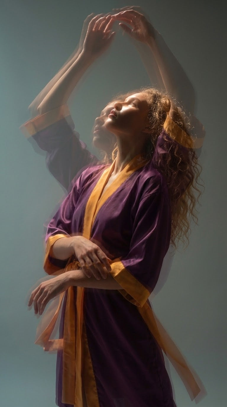 NimiaN Vespera Plum & Amber Belted Robe