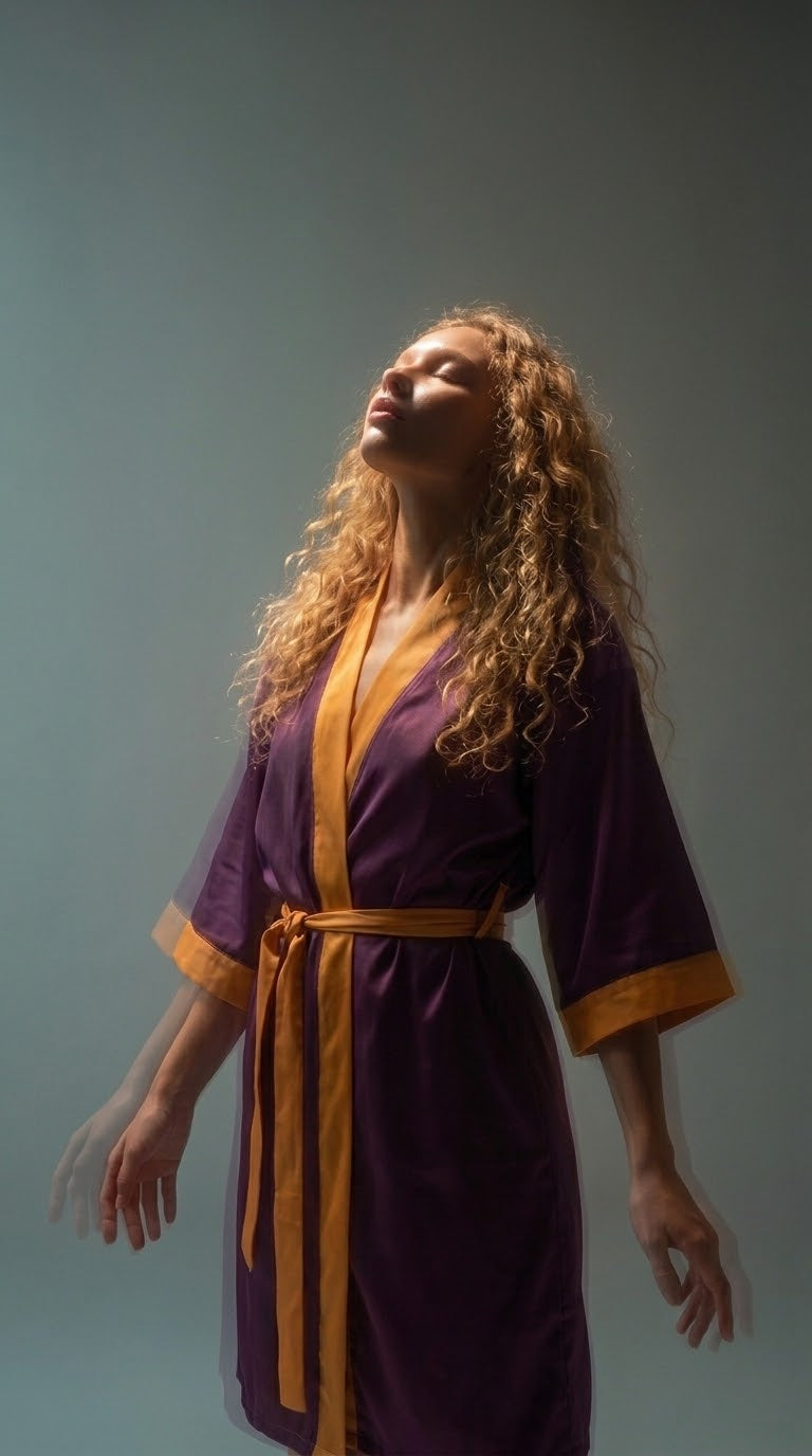 NimiaN Vespera Plum & Amber Belted Robe