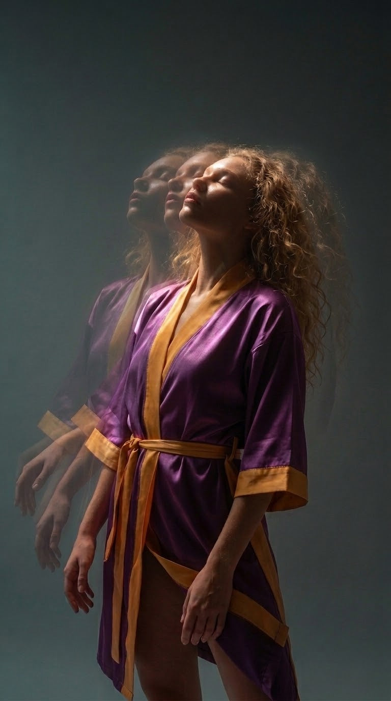 NimiaN Vespera Plum & Amber Belted Robe
