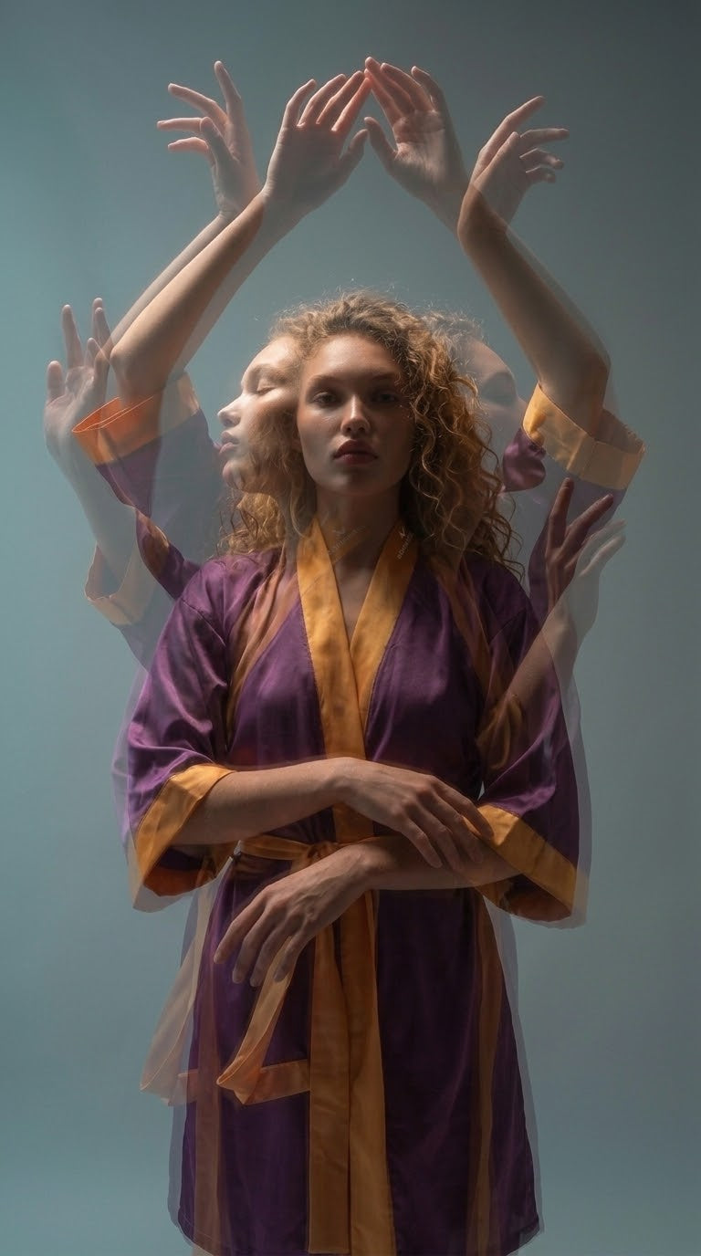 NimiaN Vespera Plum & Amber Belted Robe