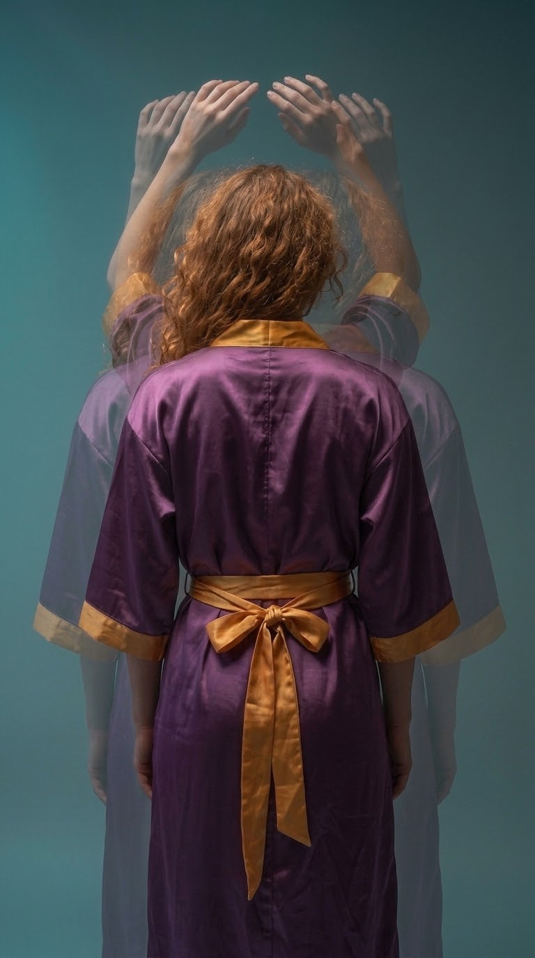 NimiaN Vespera Plum & Amber Belted Robe