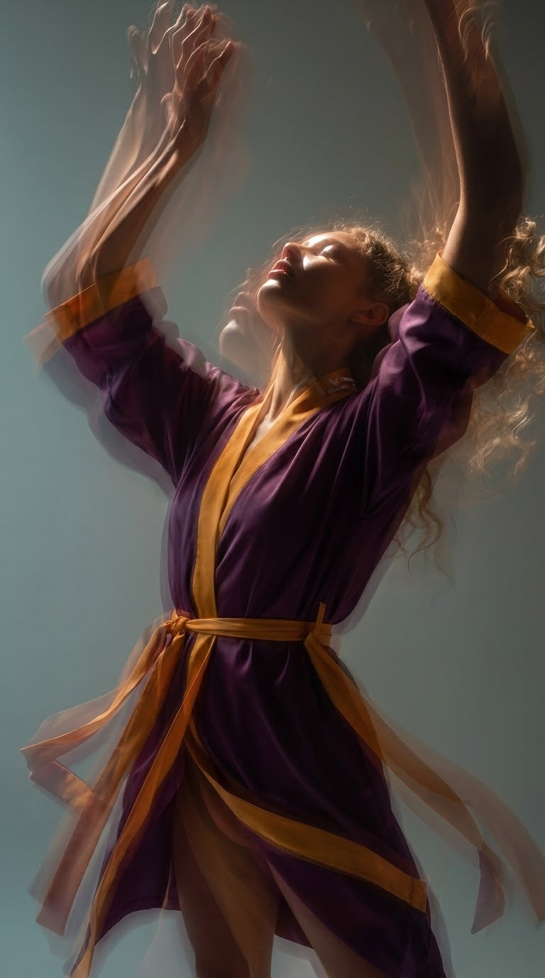 NimiaN Vespera Plum & Amber Belted Robe
