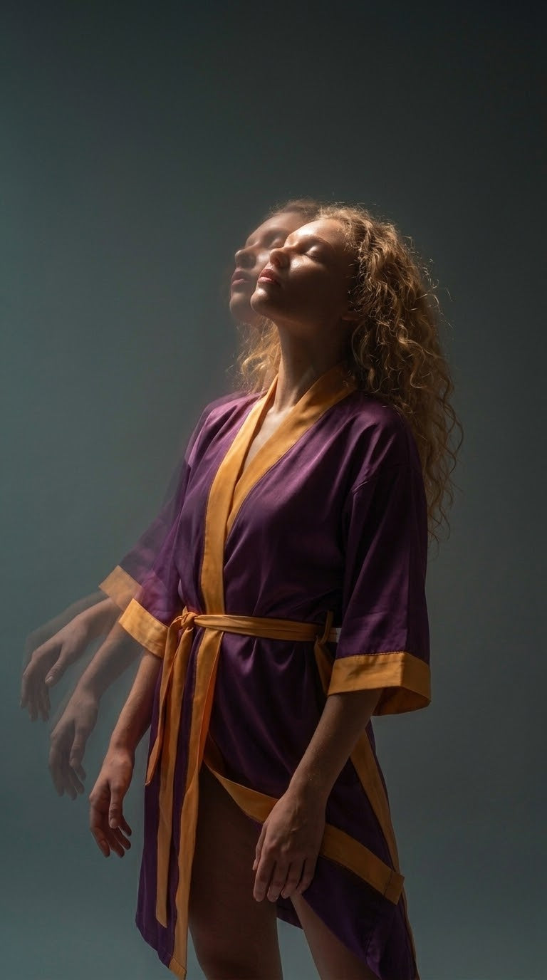 NimiaN Vespera Plum & Amber Belted Robe