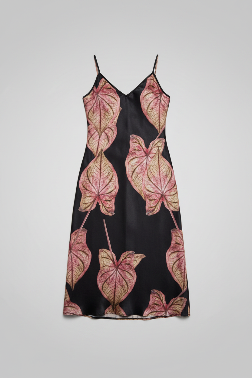 Slip Dress Maxi Caladium Thai Beauty Pattern