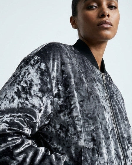 Ladies Bomber Jacket Grey Diamond