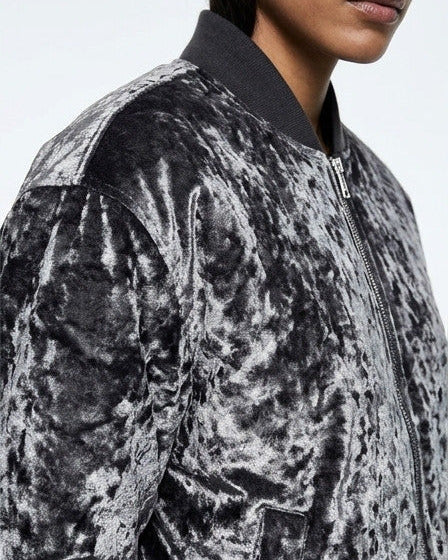 Ladies Bomber Jacket Grey Diamond