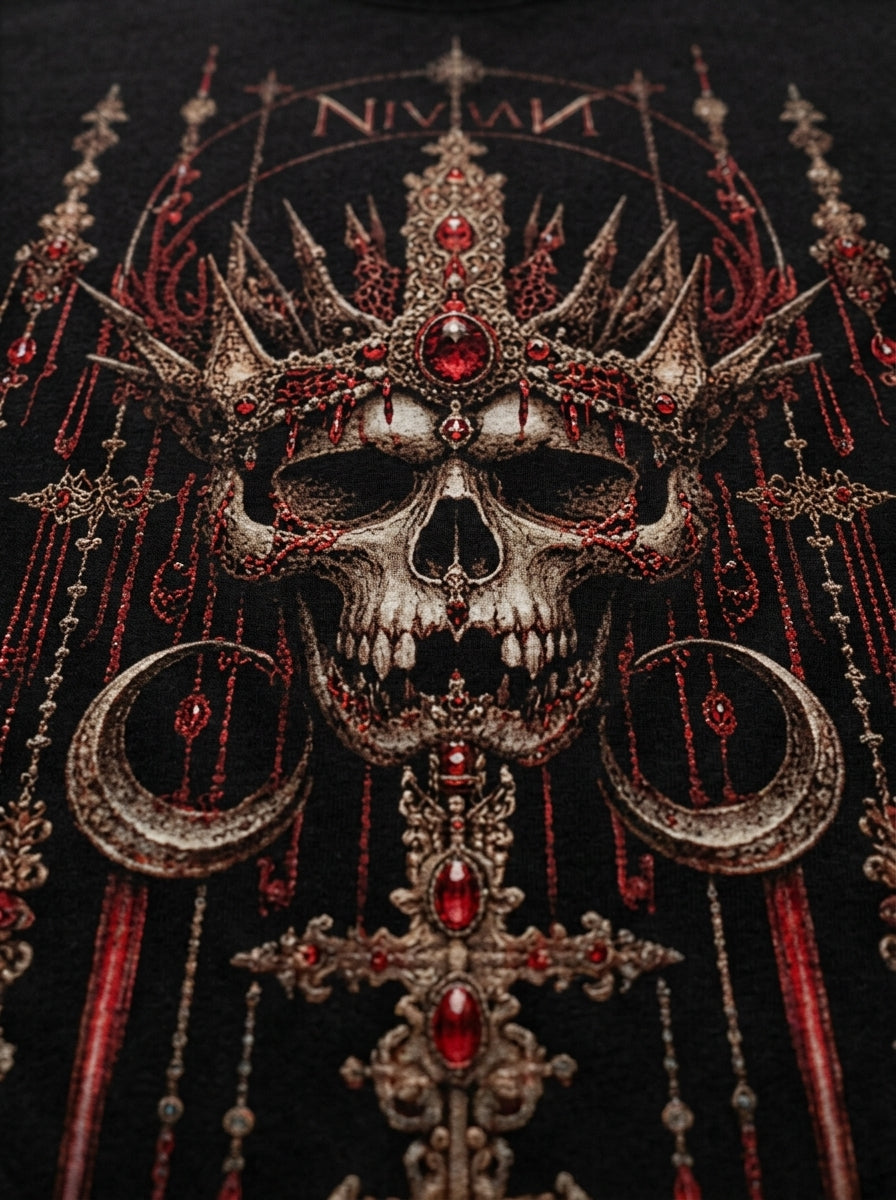 NIMIAN Crimson Relic Skull Oversized T-Shirt