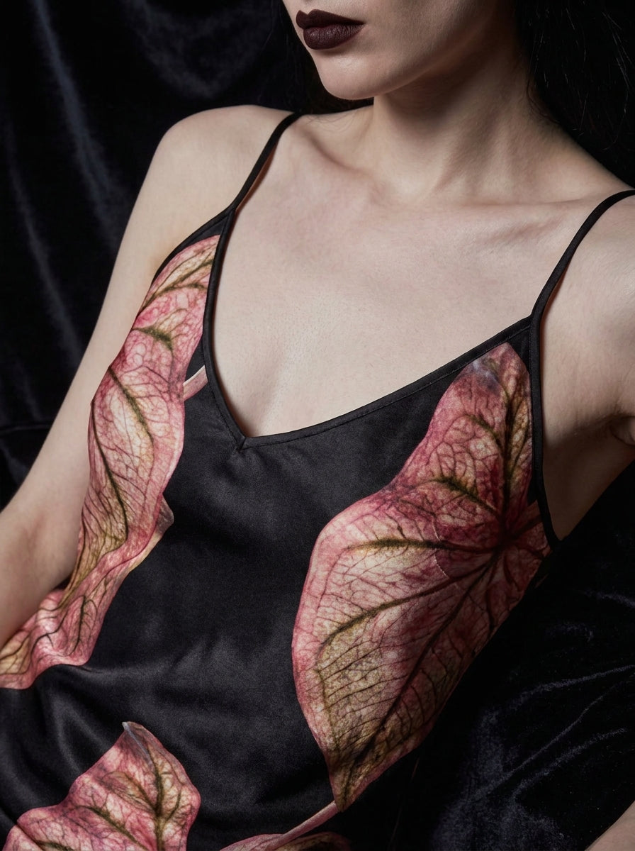 Slip Dress Maxi Caladium Thai Beauty Pattern