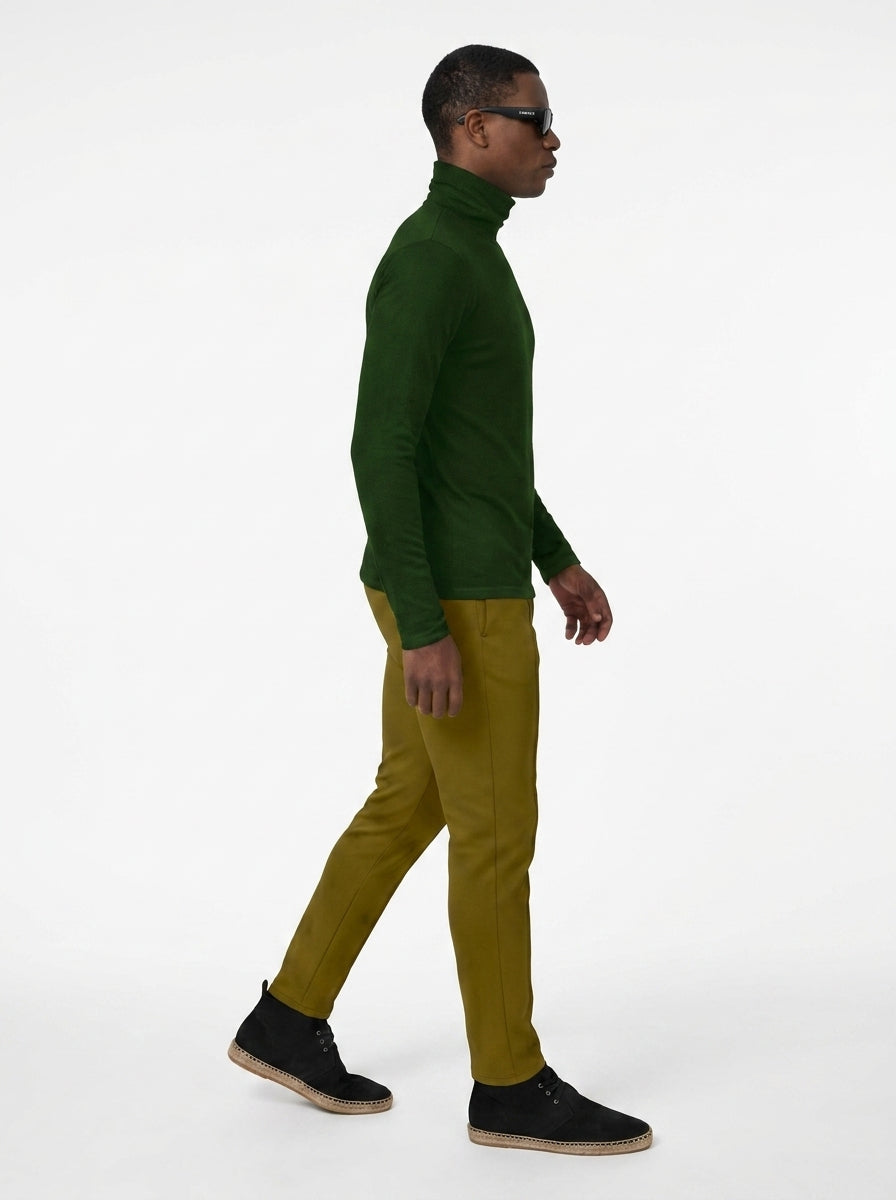 NimiaN Men’s Roll Neck - Dark Green (Slim Fit)