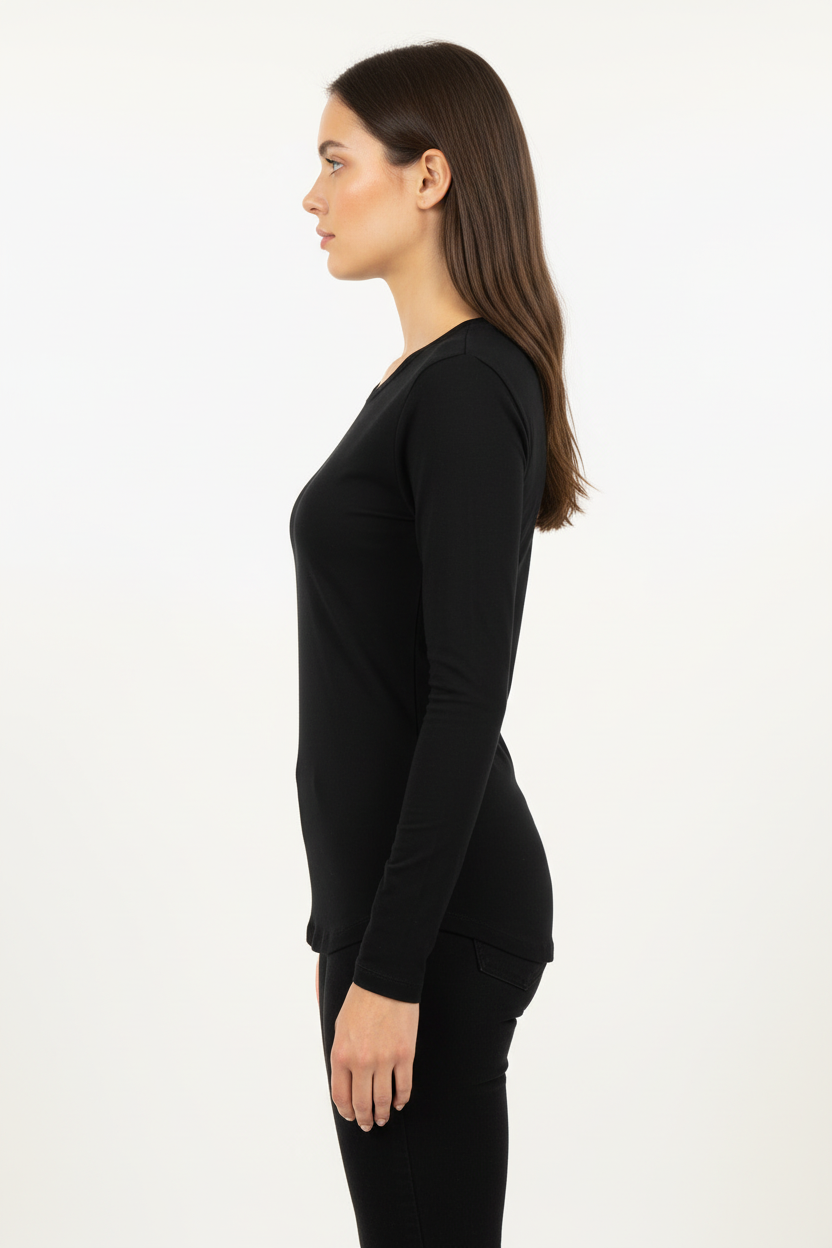Vista lateral da NimiaN Black Long Sleeve
